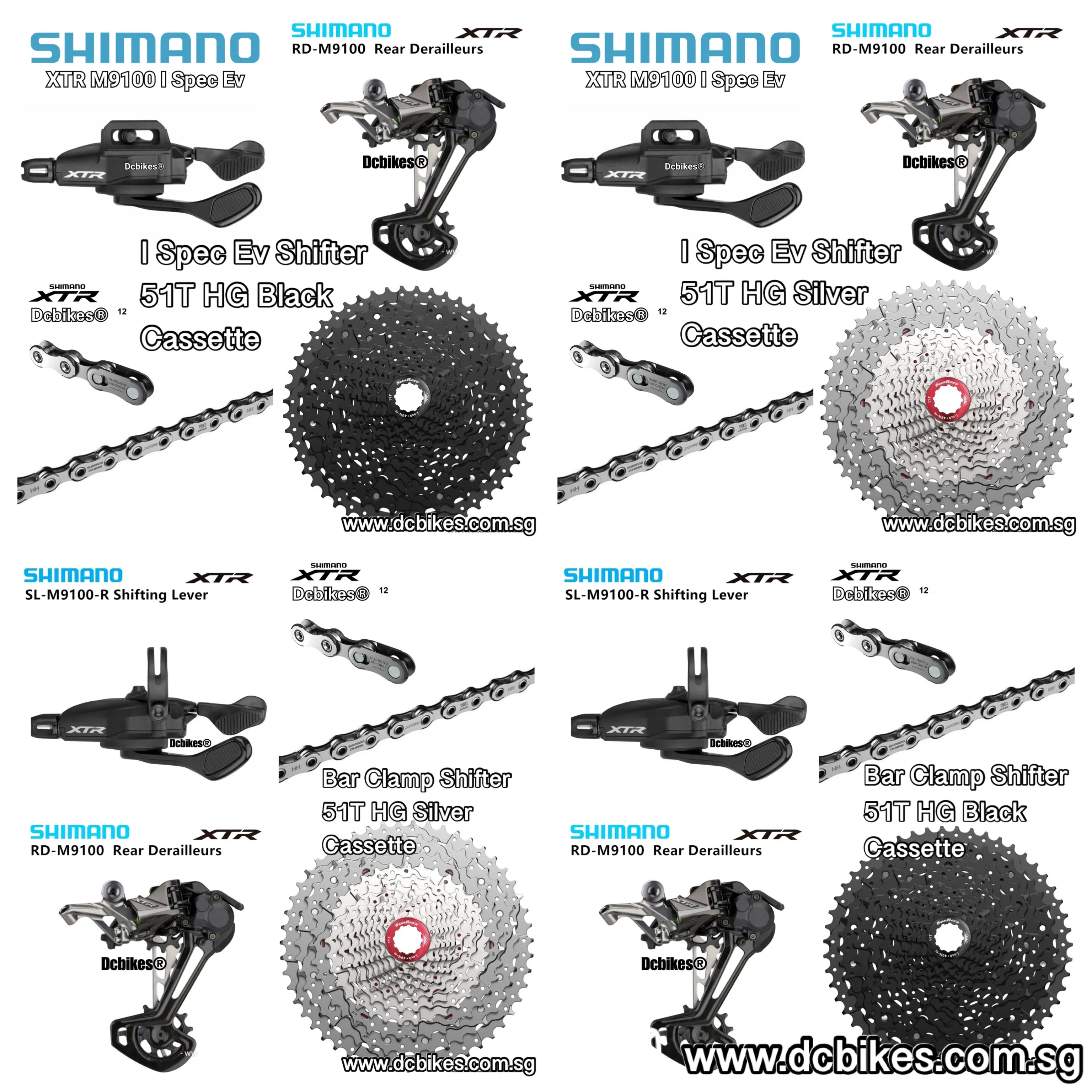 Shimano XTR 1 X 12 Speed M9100 Derailleur   12s Shifter   Chain   Sunrace 51T HG Cassette 9100 Groupset