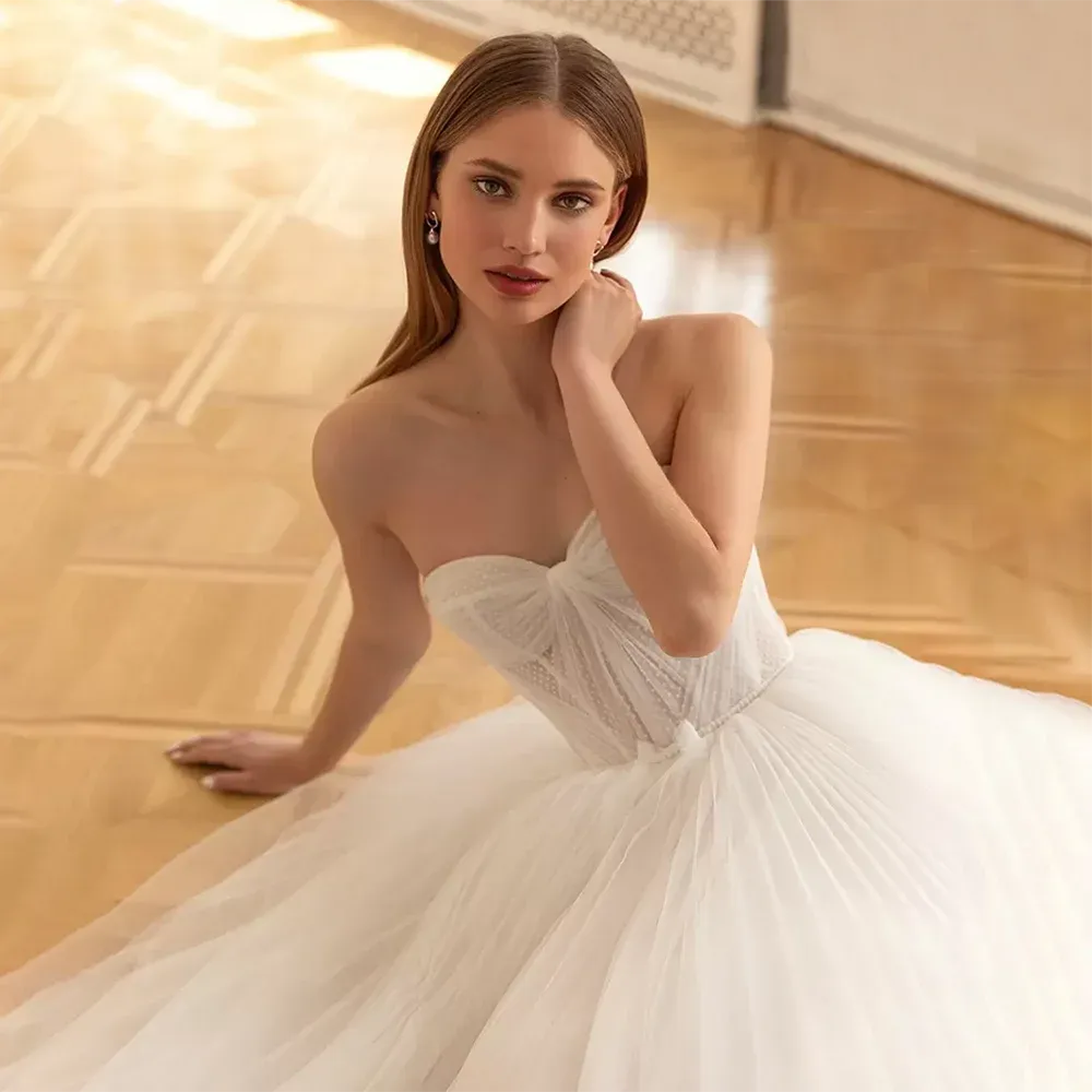 Short Wedding Dresses Sleeveless Mid-Calf Tulle