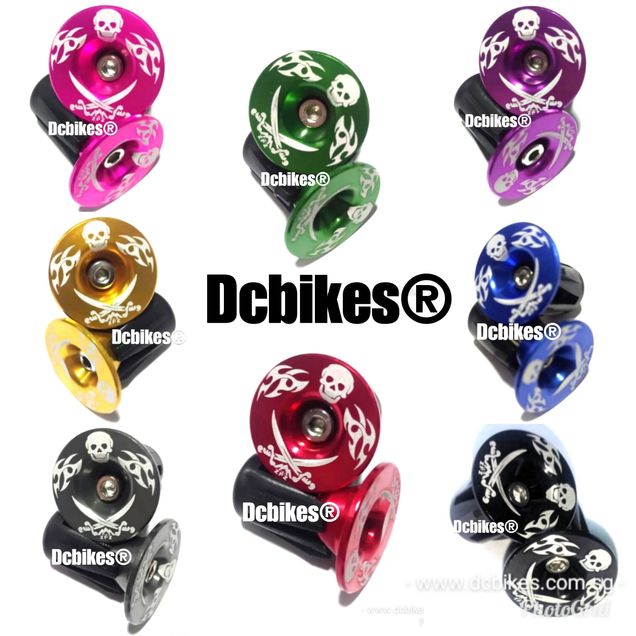 Skeleton Aluminum Handlebar Grips Bar End Cap Plugs