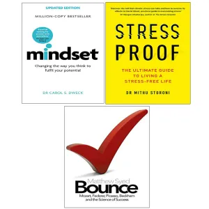 Stress-Proof Mithu Storoni, Mindset, Bounce Matthew Syed 3 Books Collection Set