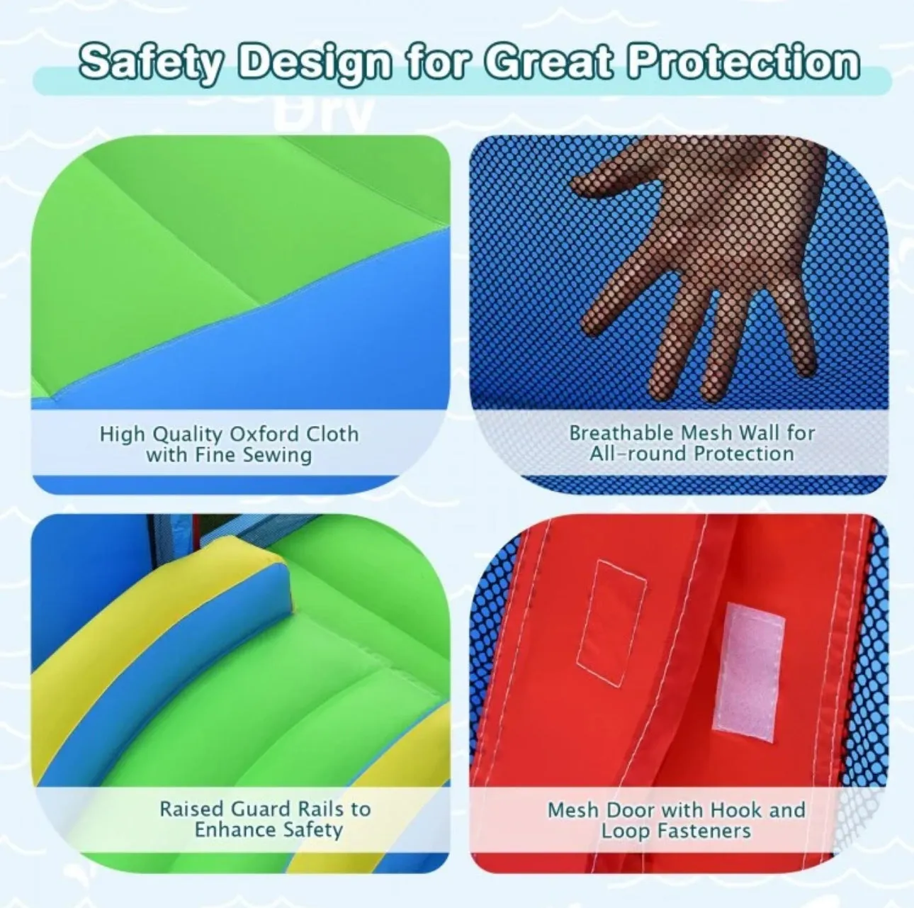 Super Cool Indoor Or Outdoor Inflatable Water Slide Jump Bouncy Castle With Powerful 480W Blower | Easy Set Up / Take Down | High Quality | Carrying Bag