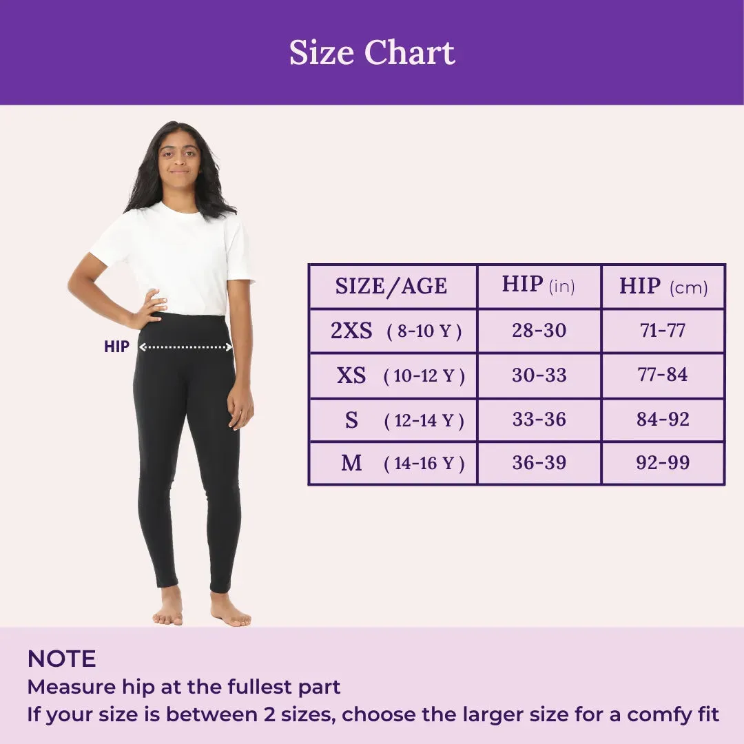 Teen Leggings | High Waist | Ankle Length | Soft Cotton & Elastane Blend | Gusset Crotch Prevents Ripping | Non-See-Through