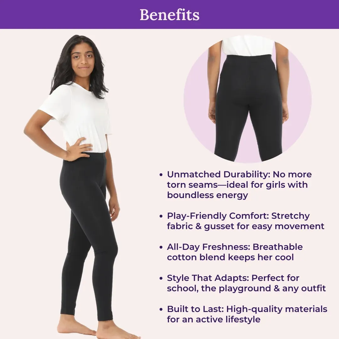 Teen Leggings | High Waist | Ankle Length | Soft Cotton & Elastane Blend | Gusset Crotch Prevents Ripping | Non-See-Through