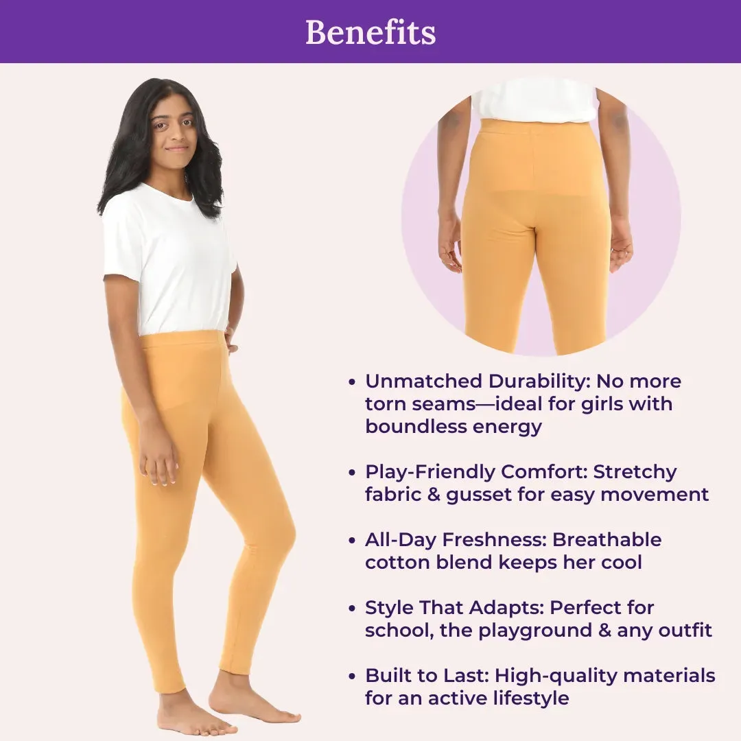 Teen Leggings | High Waist | Ankle Length | Soft Cotton & Elastane Blend | Non-See-Through | Gusset Crotch Prevents Ripping