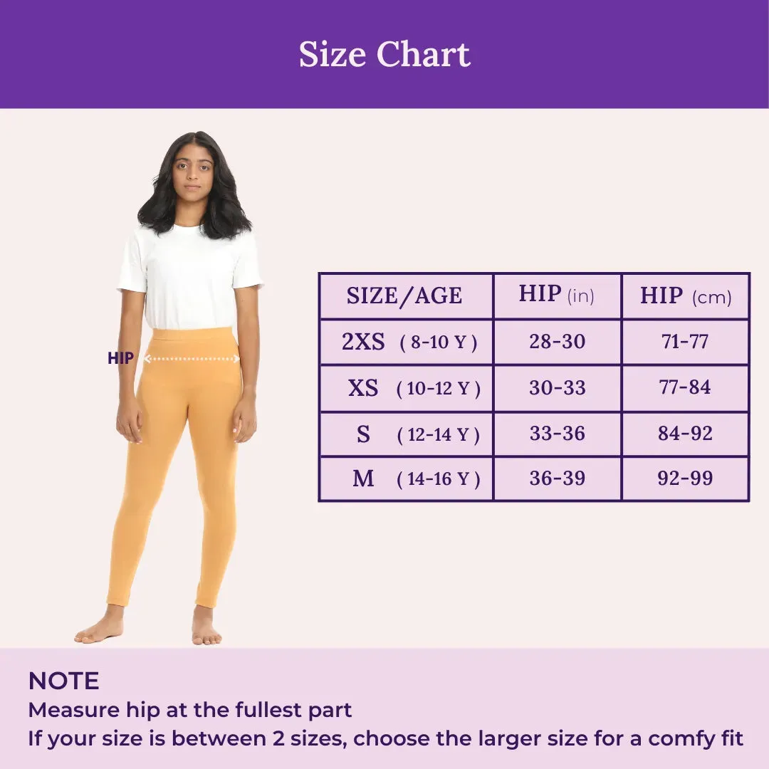 Teen Leggings | High Waist | Ankle Length | Soft Cotton & Elastane Blend | Non-See-Through | Gusset Crotch Prevents Ripping