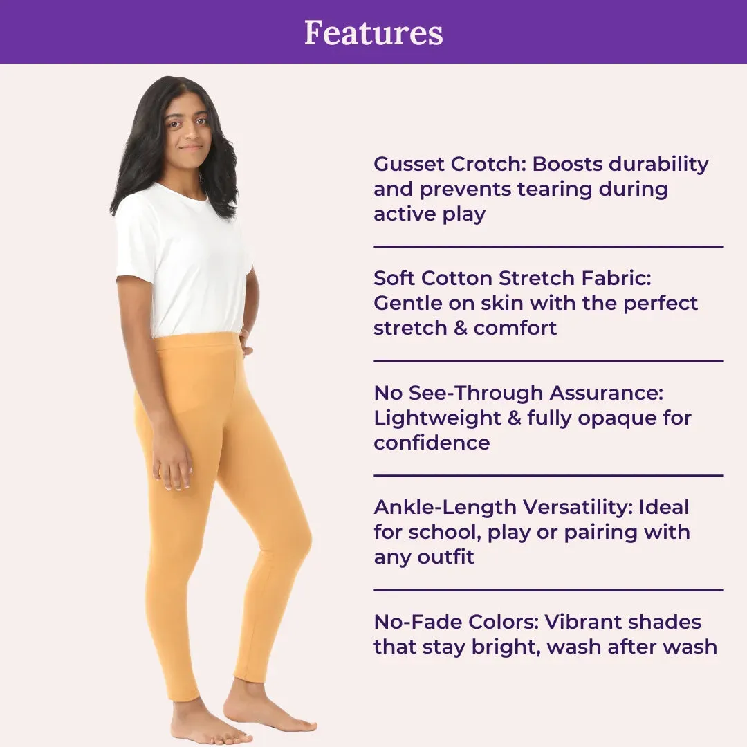 Teen Leggings | High Waist | Ankle Length | Soft Cotton & Elastane Blend | Non-See-Through | Gusset Crotch Prevents Ripping
