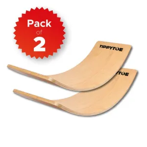 TippyToe (2pack) Kids Balance Board Wooden Wobble Board, Toddler, Yoga Curvy Board, Rocker Board Natural Wood for Kids,Adults
