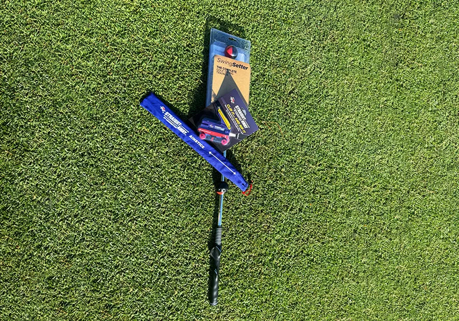 Top Training Aids Bundle by David Leadbetter: The Straightaway, SwingSetter and AIMSTICK   Training Grip