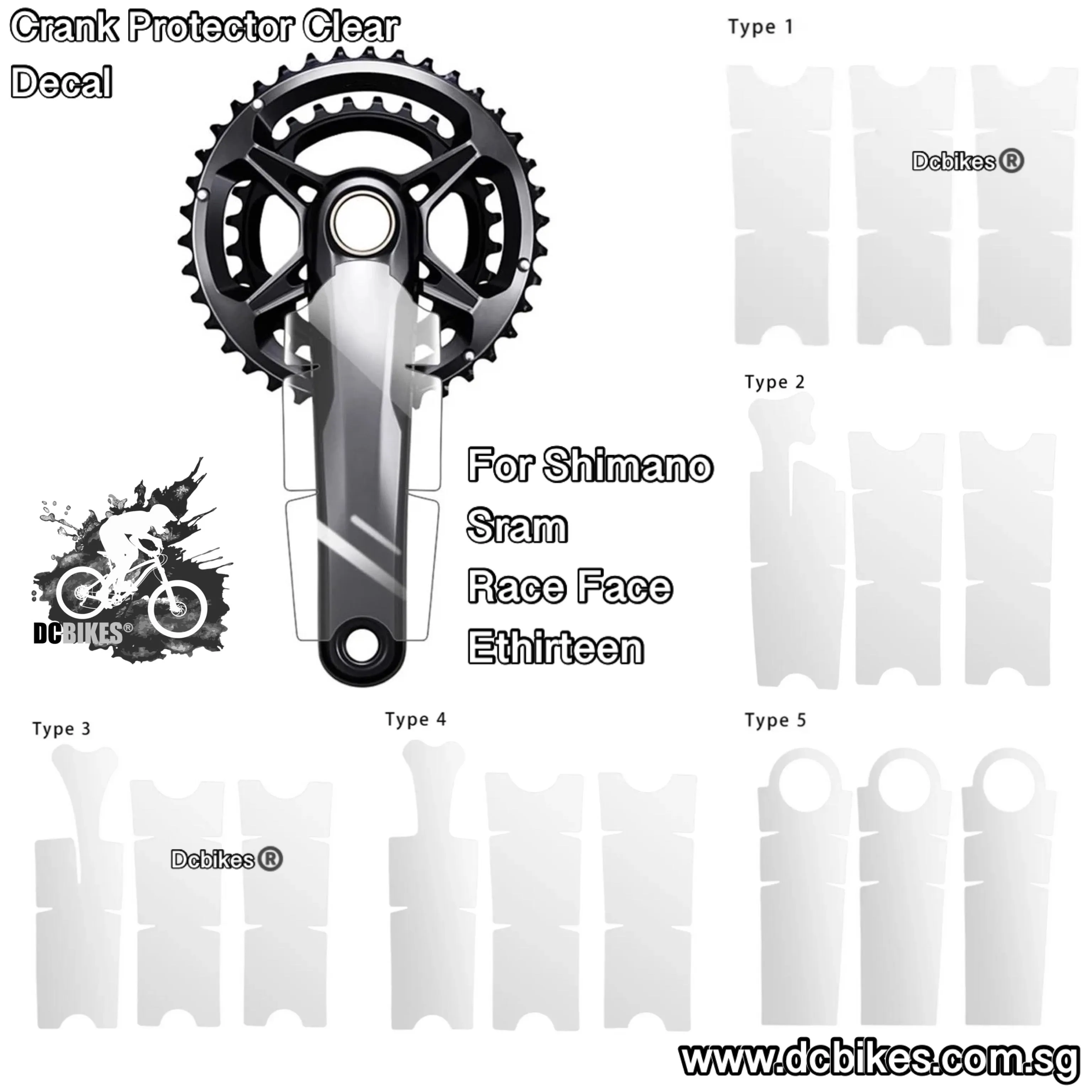 TPU Thin & Clear Crank Arms Decal Gloss Sticker Protection Kit
