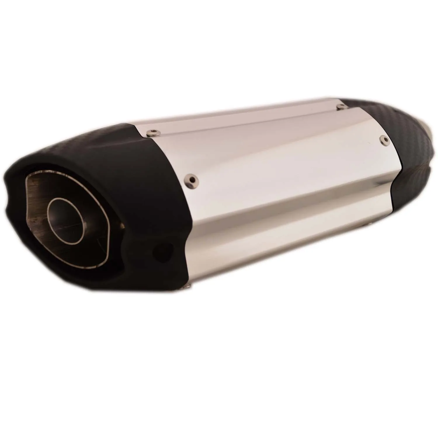 Universal Bike Exhaust Silencer (Silver/Black)