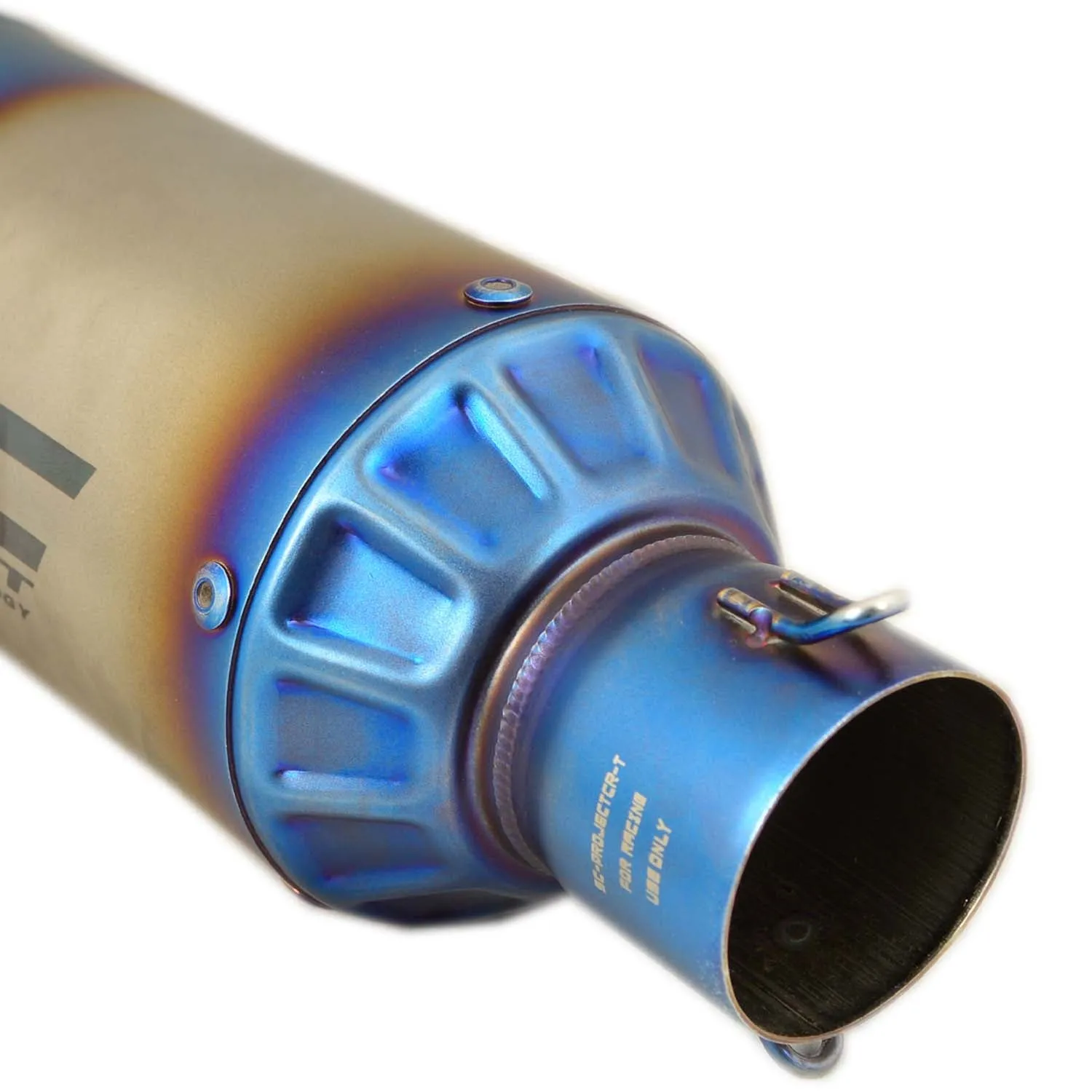 Universal Bike Exhaust Silencer Straight (Silver/Blue)