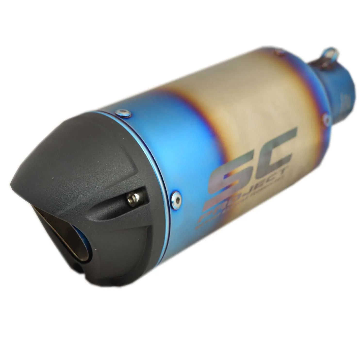 Universal Bike Exhaust Silencer Straight (Silver/Blue)