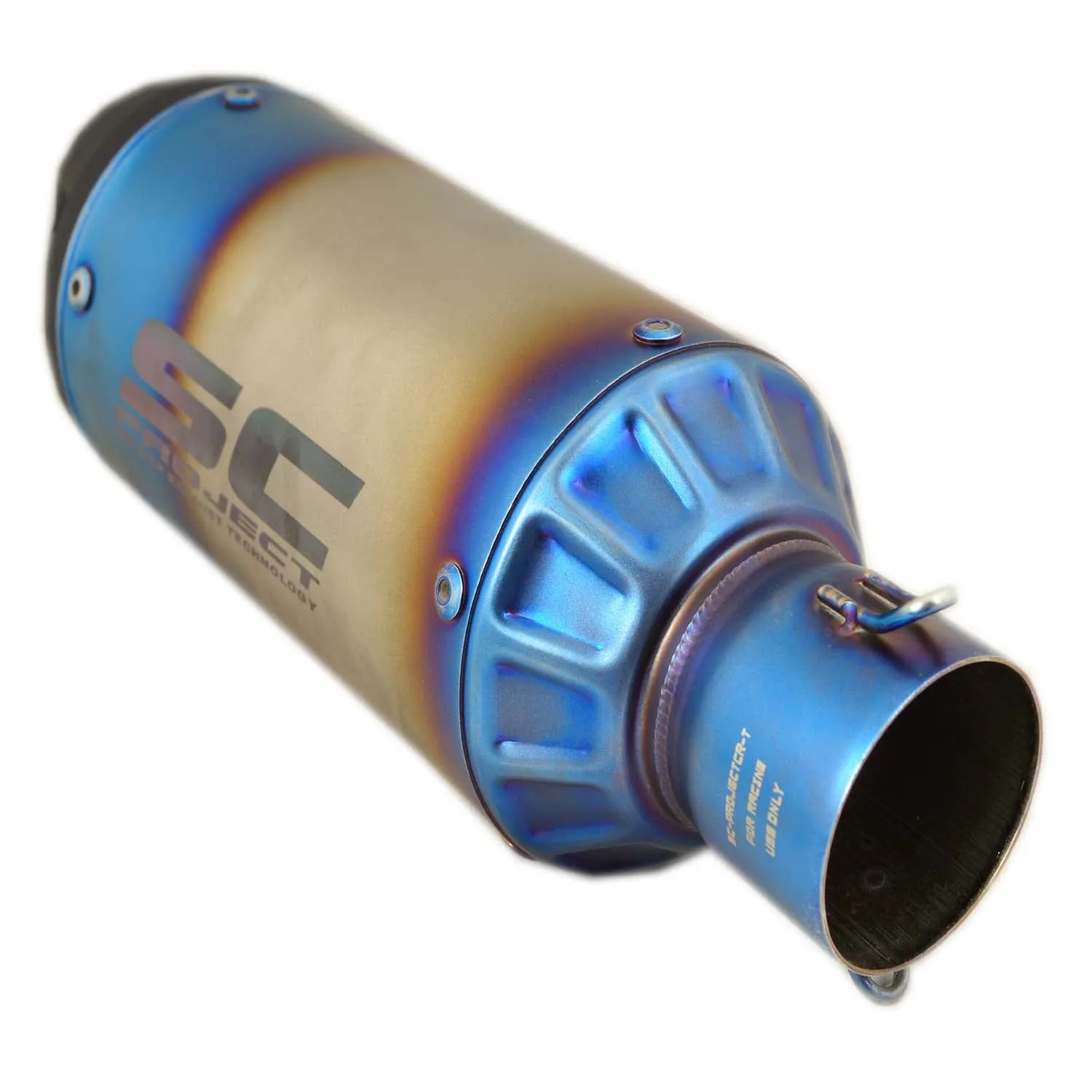Universal Bike Exhaust Silencer Straight (Silver/Blue)
