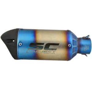 Universal Bike Exhaust Silencer Straight (Silver/Blue)