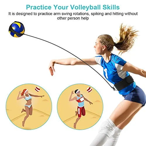 Volleyball Training Equipment Aid, Football Kick Trainer, Adjustable Solo Practice Soccer Volleyball Trainer for Kids Youth Adult, Fits Size 3, 4, 5