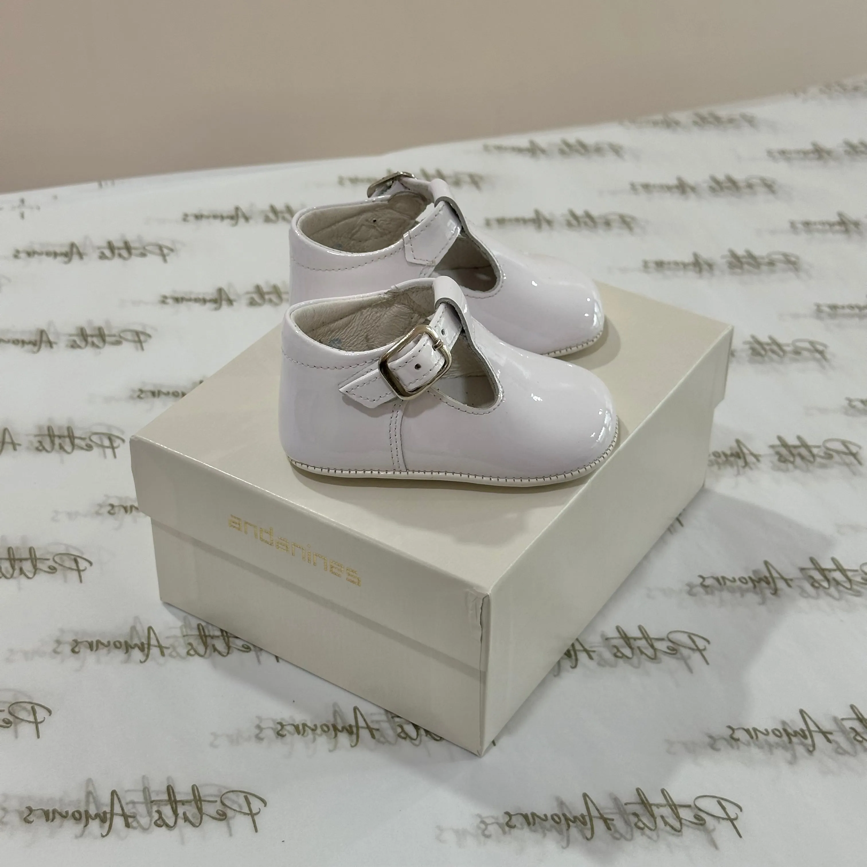 White Patent Pram Shoes