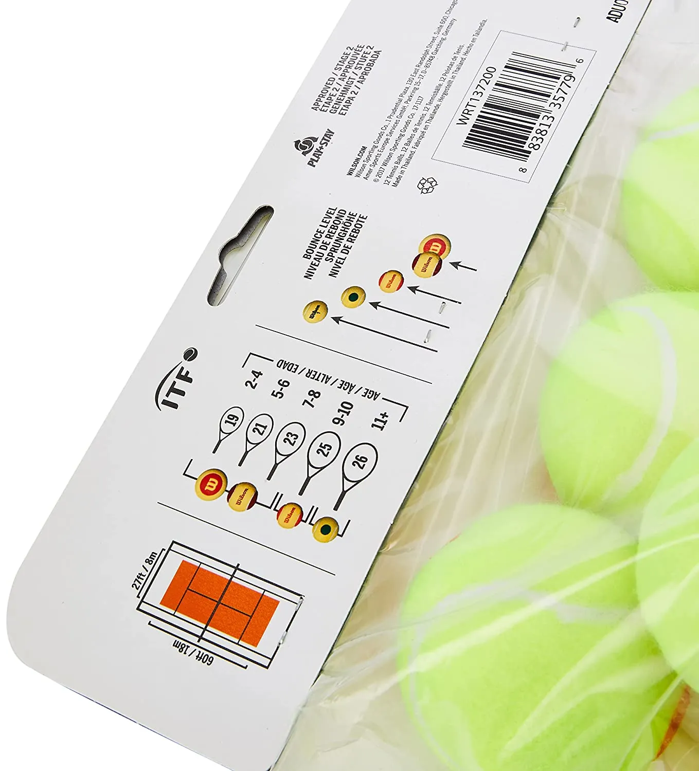 WILSON STARTED ORANGE BALL 12/PACK
