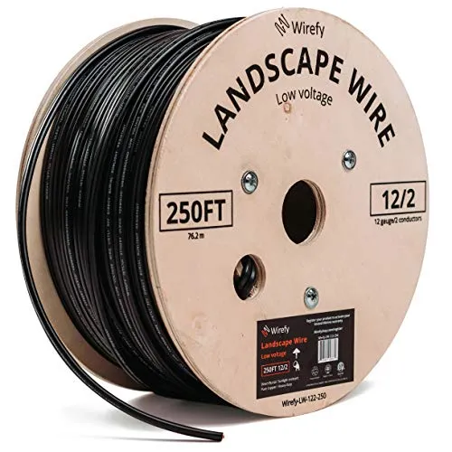 Wirefy 12/2 Low Voltage Landscape Lighting Wire - Outdoor Direct Burial - 12-Gauge 2-Conductor 250 Feet