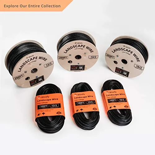 Wirefy 12/2 Low Voltage Landscape Lighting Wire - Outdoor Direct Burial - 12-Gauge 2-Conductor 250 Feet
