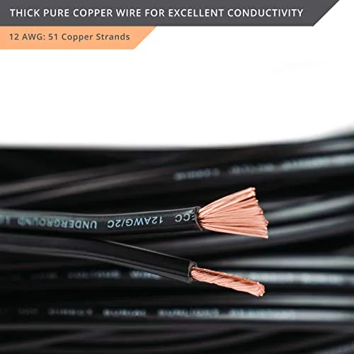 Wirefy 12/2 Low Voltage Landscape Lighting Wire - Outdoor Direct Burial - 12-Gauge 2-Conductor 250 Feet