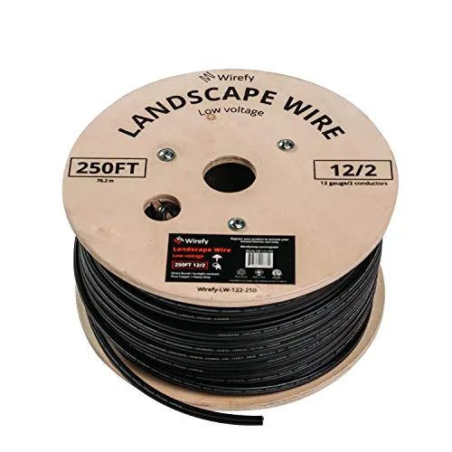 Wirefy 12/2 Low Voltage Landscape Lighting Wire - Outdoor Direct Burial - 12-Gauge 2-Conductor 250 Feet