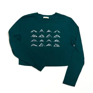 Women's 16 Mountains Upcycled Long Sleeve Cropped Shirt in Jade (Medium)