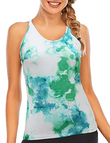 Workout-Shirts-Yoga-Tank-Tops-for-Women-with Built in Bra-Athletic-Tennis-Activewear Sports Exercise Top Racerback Criss Cross Back Slim Fit Spring Green S