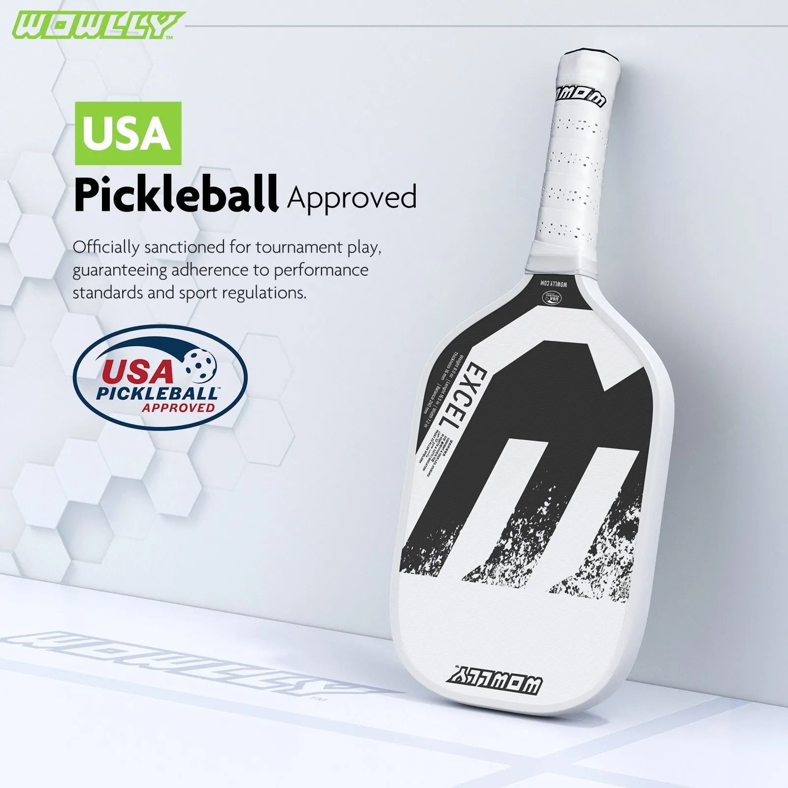 Wowlly Excel Pickleball Paddle (Black & White)