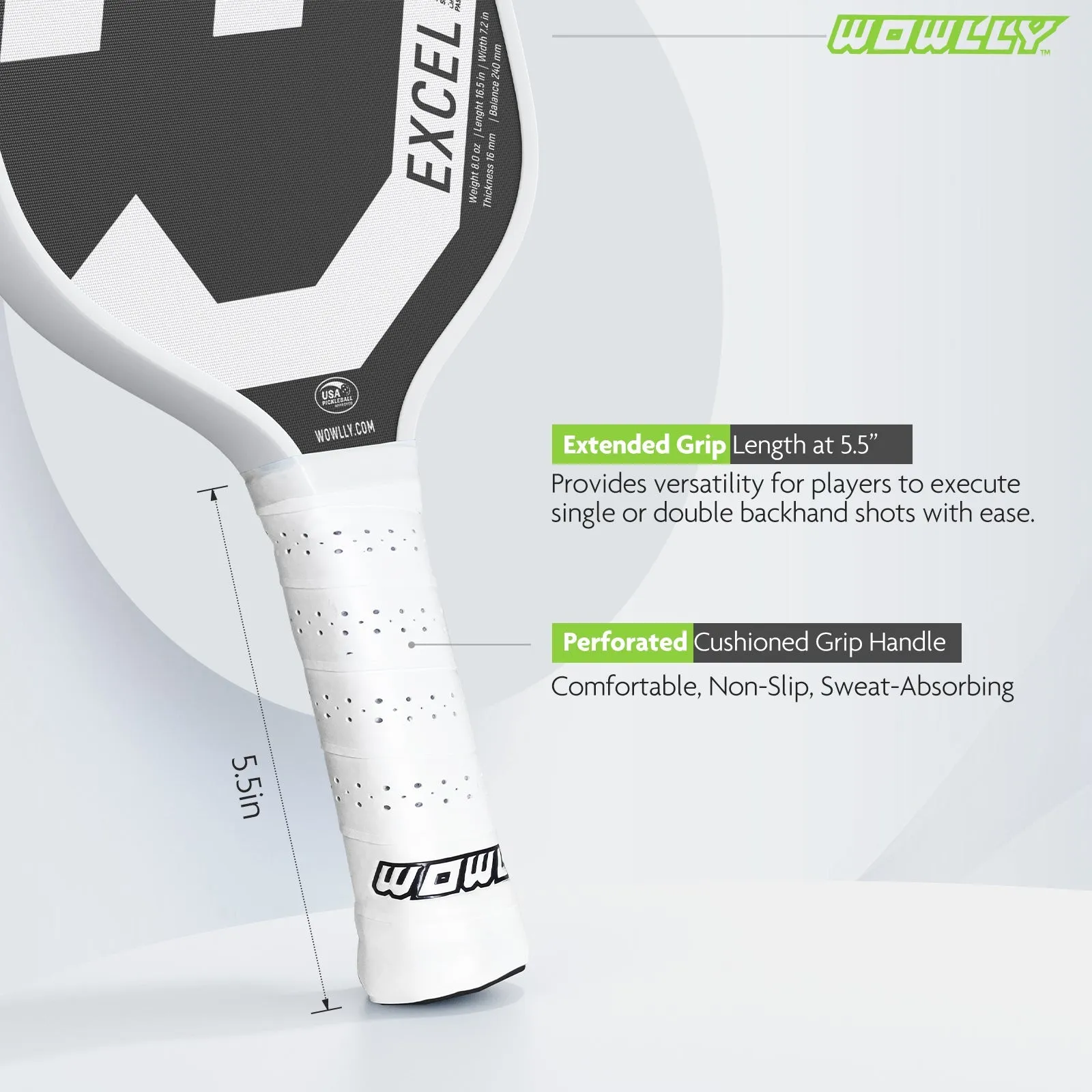Wowlly Excel Pickleball Paddle (Black & White)