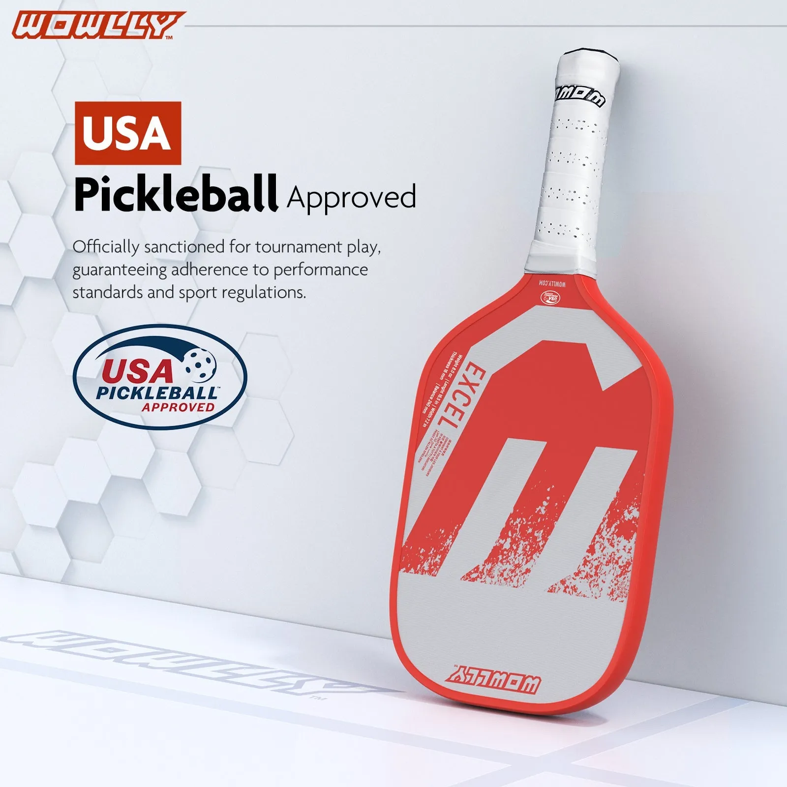 Wowlly Excel Pickleball Paddle (Grey & Red)