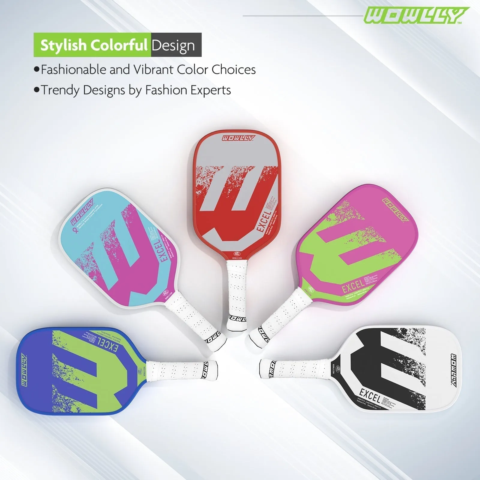 Wowlly Excel Pickleball Paddle (Pink & Green)