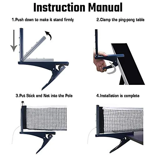 Yiliaw Collapsible Table Tennis Net Professional Steel Pingpong Net Clip Grip Mesh Training Competition Portable Tension Adjustable Post，for Adults & Kids